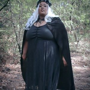 Black Lace-Up Skull Lace Maxi Dress Plus Size